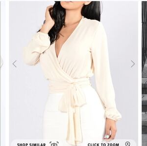 Fashion Nova Cream Colored Blouse Size Medium